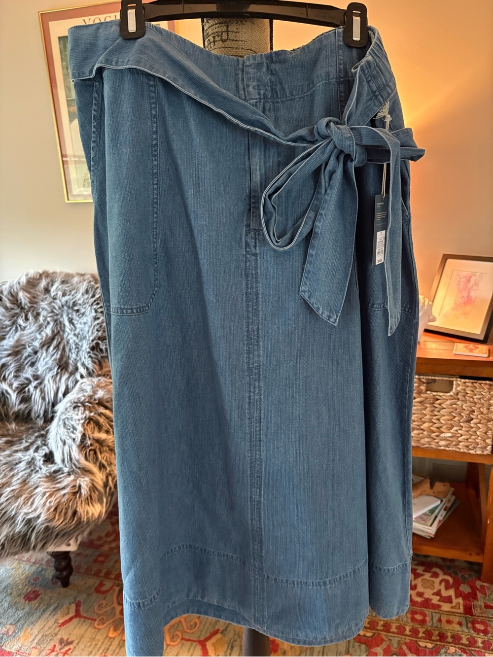 Target Denim Tie-Waist Midi Skirt - Blue